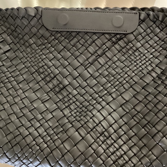 Falor Italy Handmade Black Woven Leather Large Shoulder Hobo Bag Magnetic Close - Picture 6 of 16